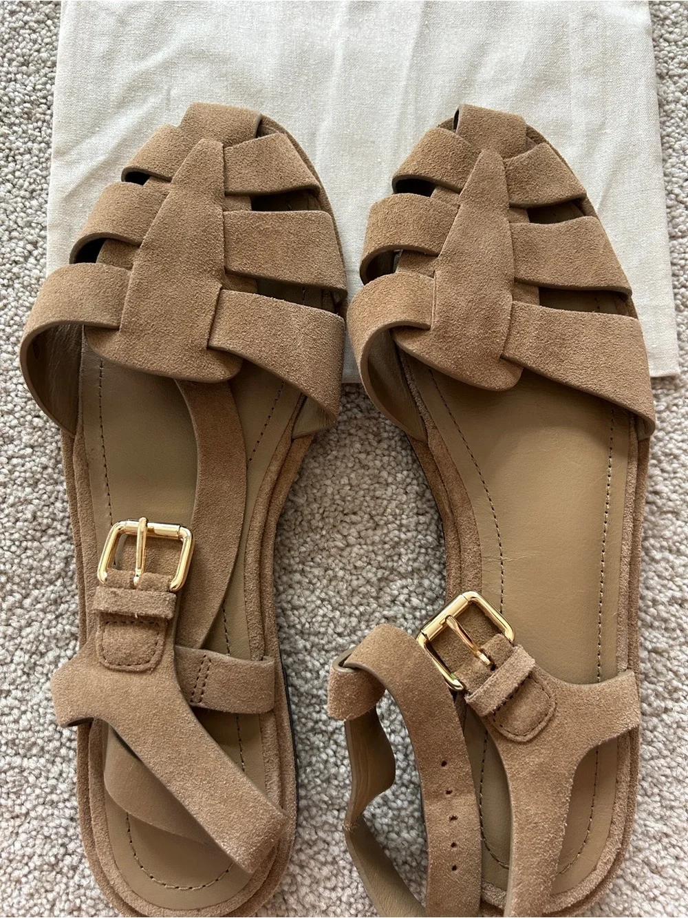 ZARA Brown Suede Woven Buckle Sandals - Picture 5 of 5